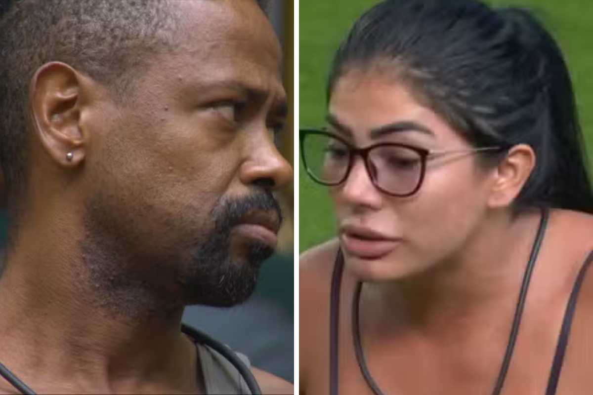 Fotomontagem de Leandro Boneco e Marciele criticando Samira no BBB 26