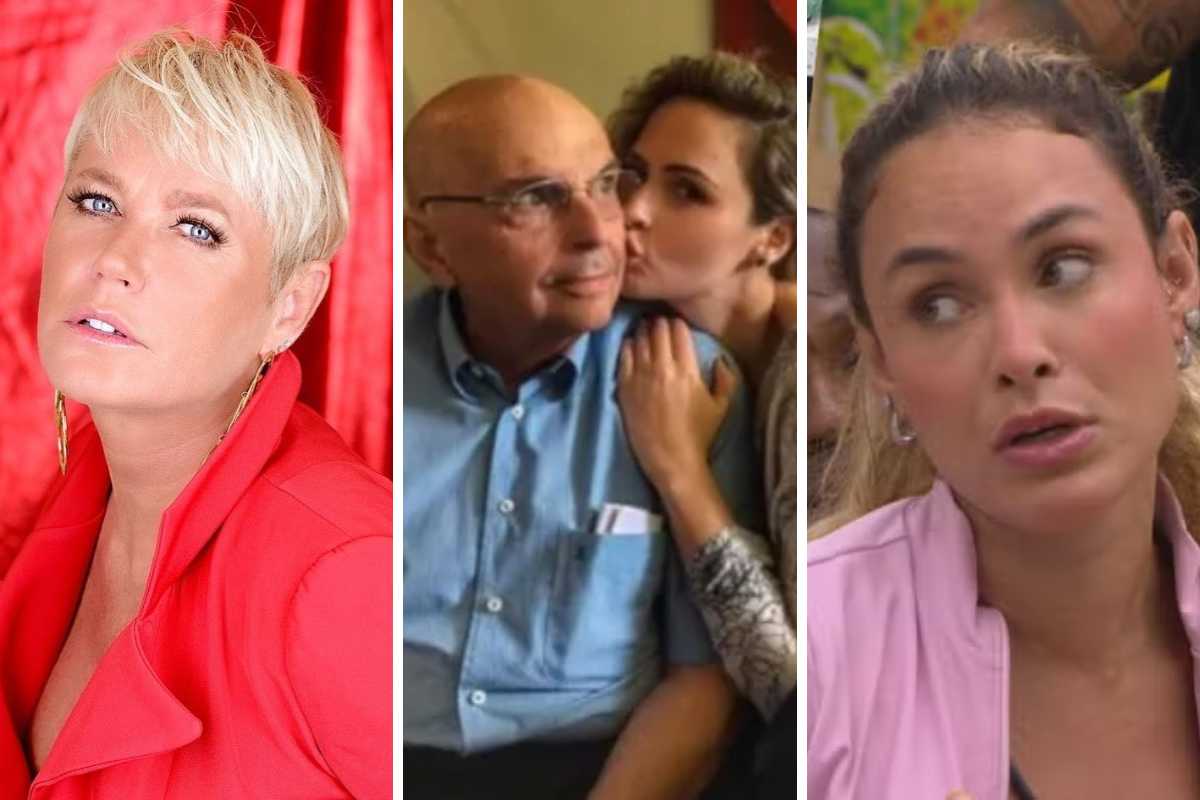 fotomontagem de xuxa meneghel, ana paula renault com o pai e sarah andrade no bbb 26