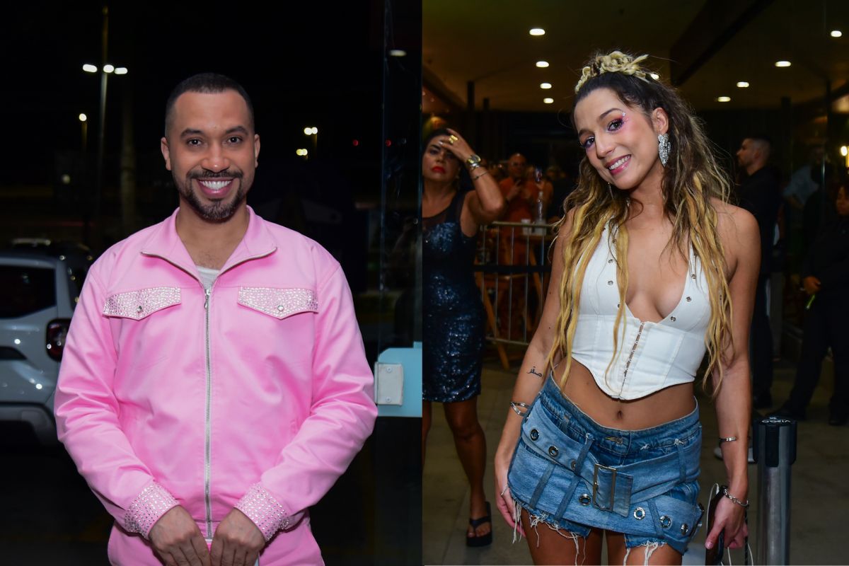 Montagem Gil do Vigor e Samira na festa após a final do BBB 26