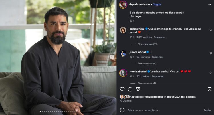 Sandy deixa comentário para o namorado nas redes sociais