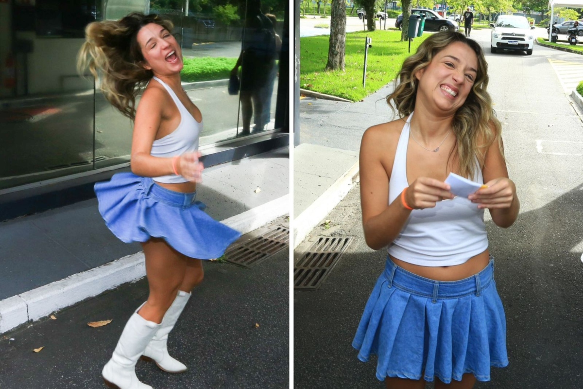 Samira chega aos Estúdios Globo e ganha nota de R$ 3