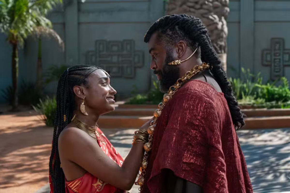 Imani (Dhara Lopes) e Jendal (Lázaro Ramos) em ‘A nobreza do amor’