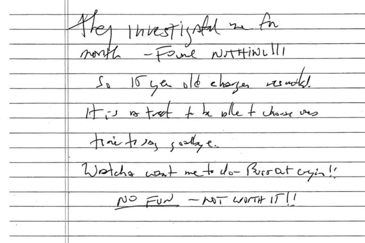 Bilhete de Jeffrey Epstein