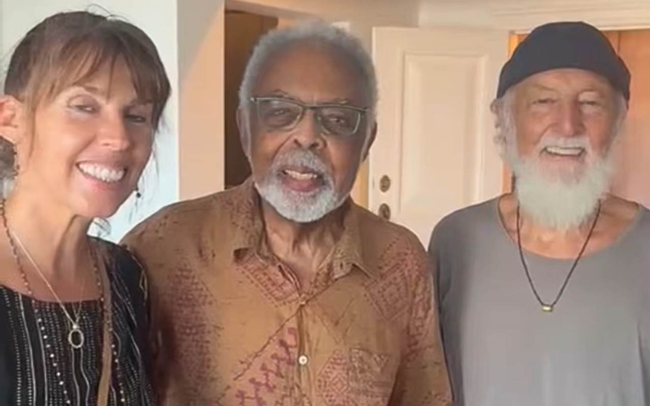 Deva Premal e Miten são recebidos por Gilberto Gil em sua casa