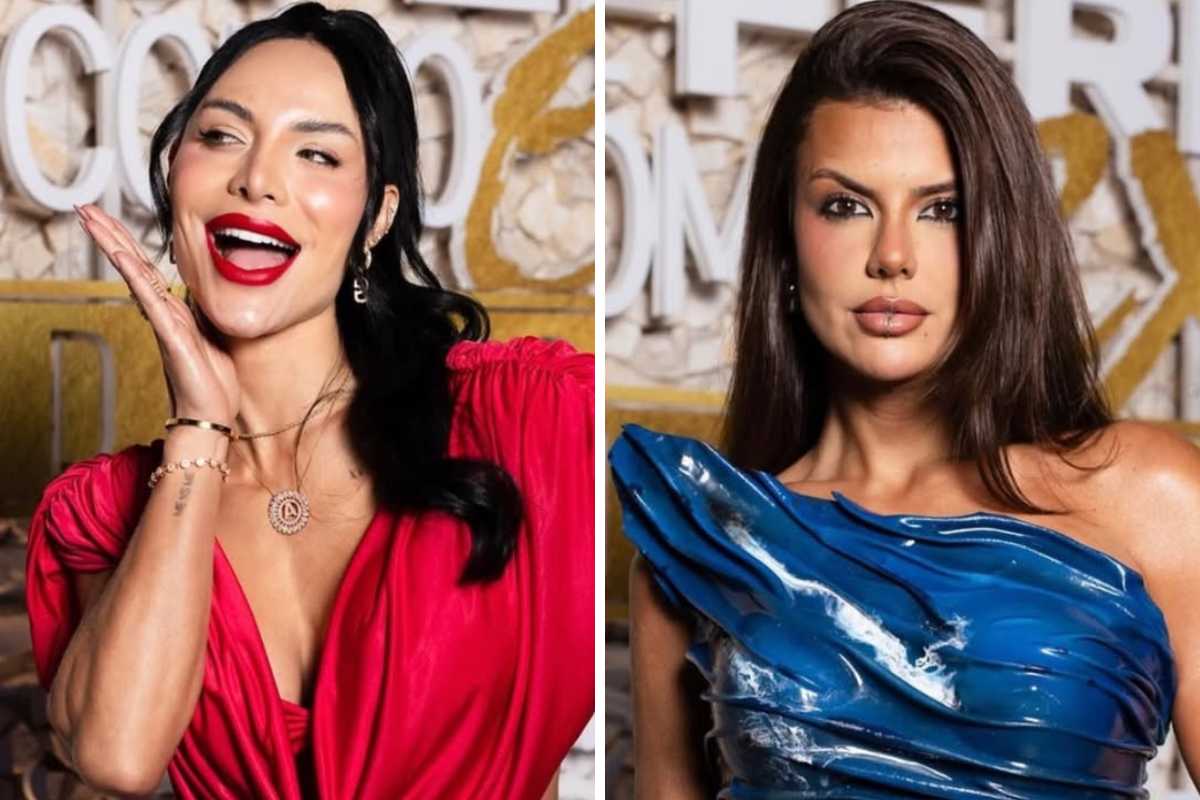 fotomontagem de aline mineiro e mayara cardoso na festa de lançamento do de ferias com o ex diretoria