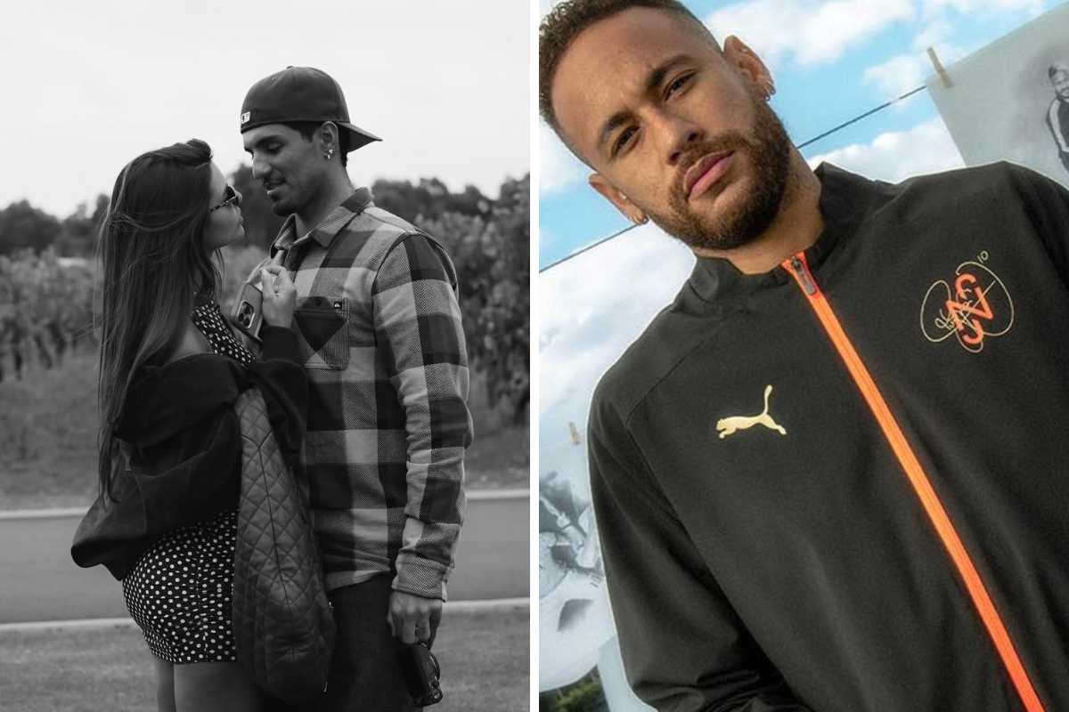 fotomontagem de isabella arantes com gabriel medina e neymar