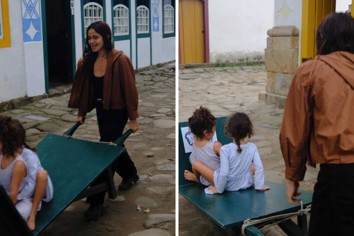 nanda costa passeando com as filhas
