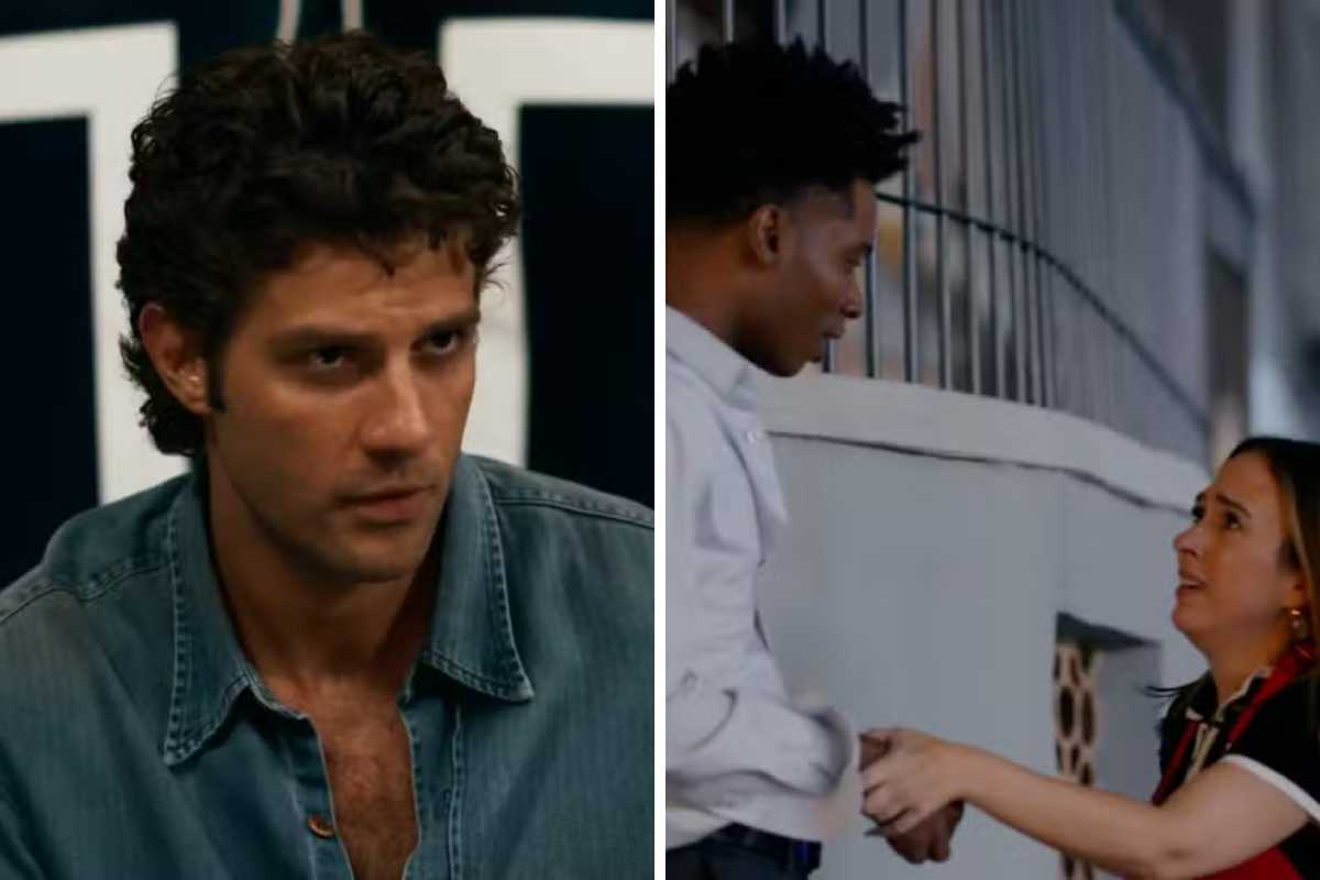 Pedro (Chay Suede) flagra Brigitte (Tatá Werneck) com Clebinho (Breno Ferreira) em "Quem Ama Cuida"