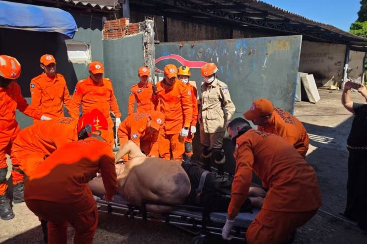 A Defesa Civil e o Corpo de Bombeiros fizeram a remoção de Renato