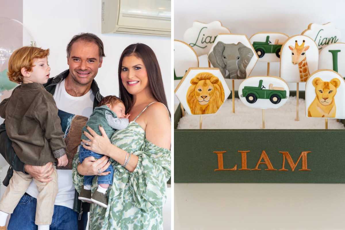 thor batista e lunara campos com os filhos no mêsversário de liam