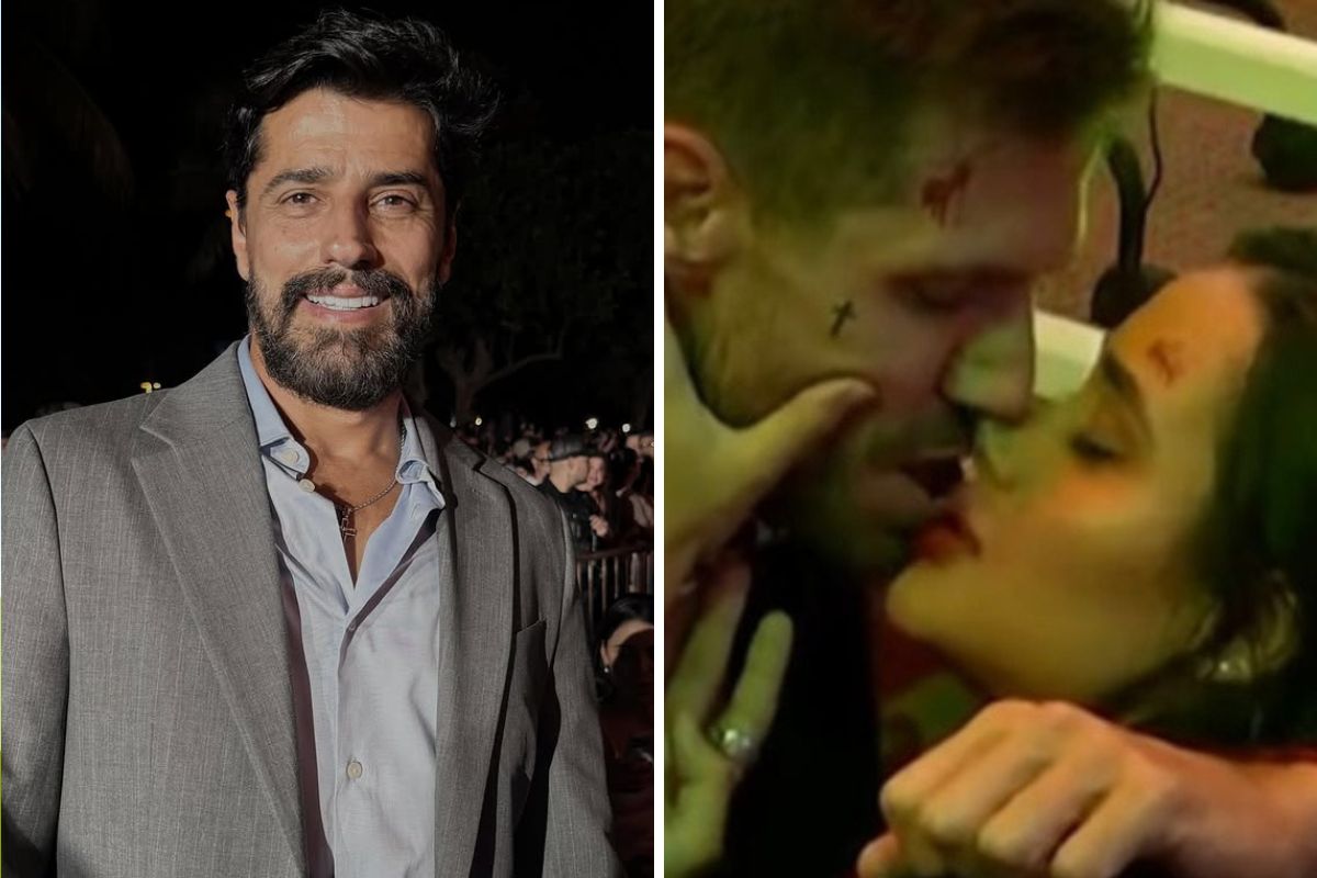 Alberto Cowboy e Jonas beijando Jordana no BBB 26