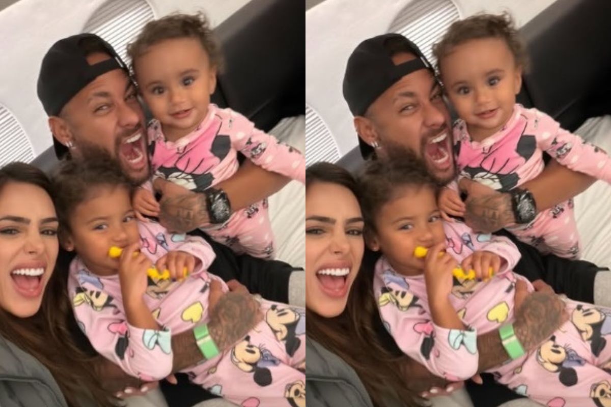 Bruna Biancardi e Neymar com as filhas