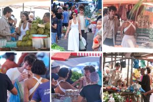 Bruna Marquezine e Shawn Mendes na feira livre