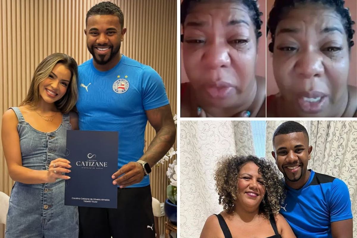 Davi Brito casando com Emily Araujo, mãe chorando e ele com Mani Reggo