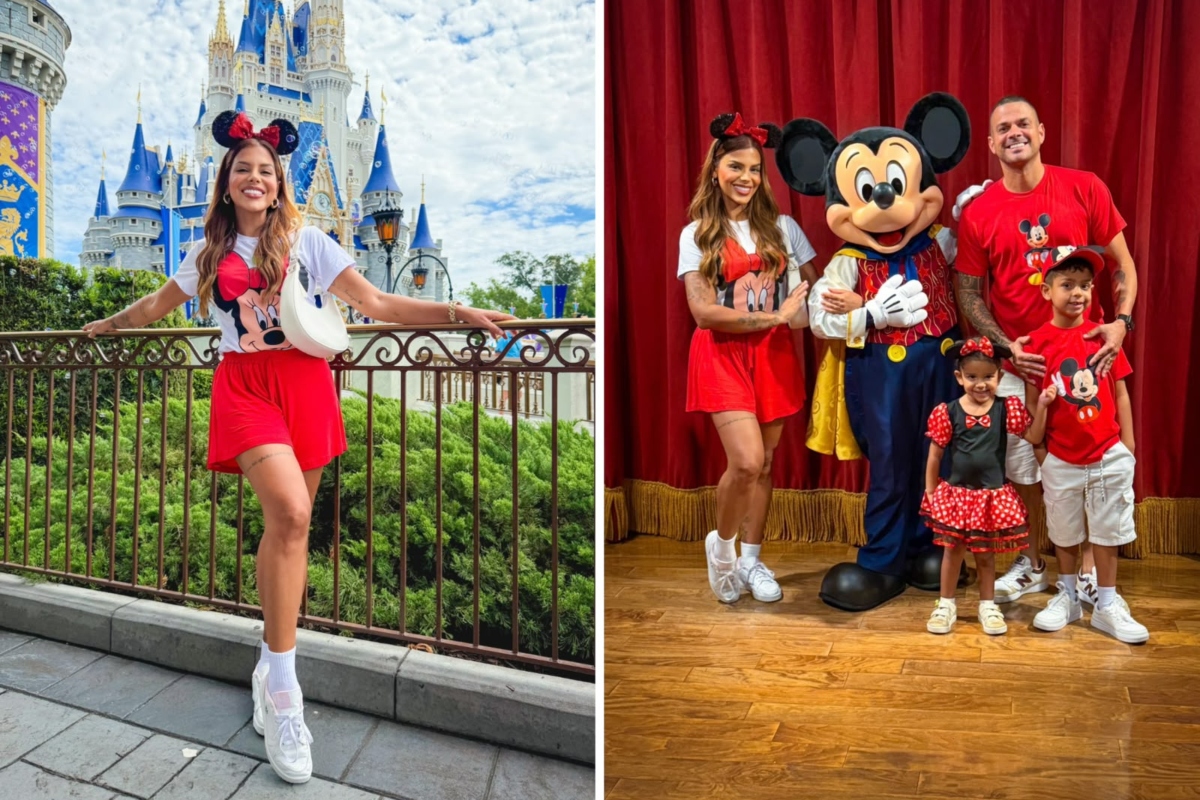 Evelyn Regly e a família na Disney