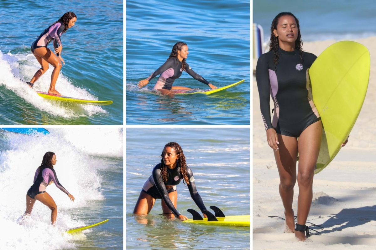 Gleici Damasceno surfando