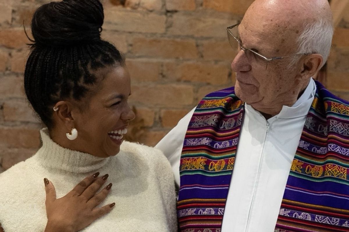 Jeniffer Nascimento e Padre Júlio Lancellotti