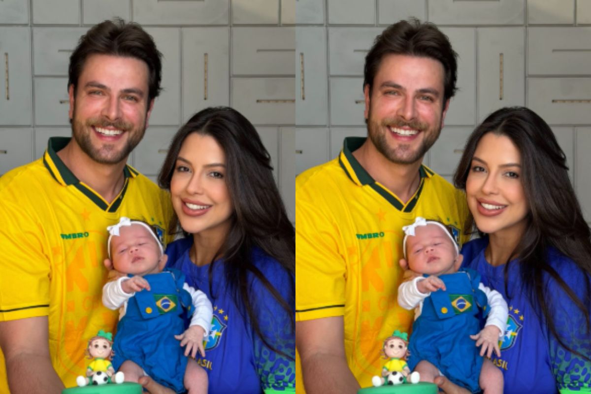 Laís Caldas e Gustavo Marsengo com a filha Alice