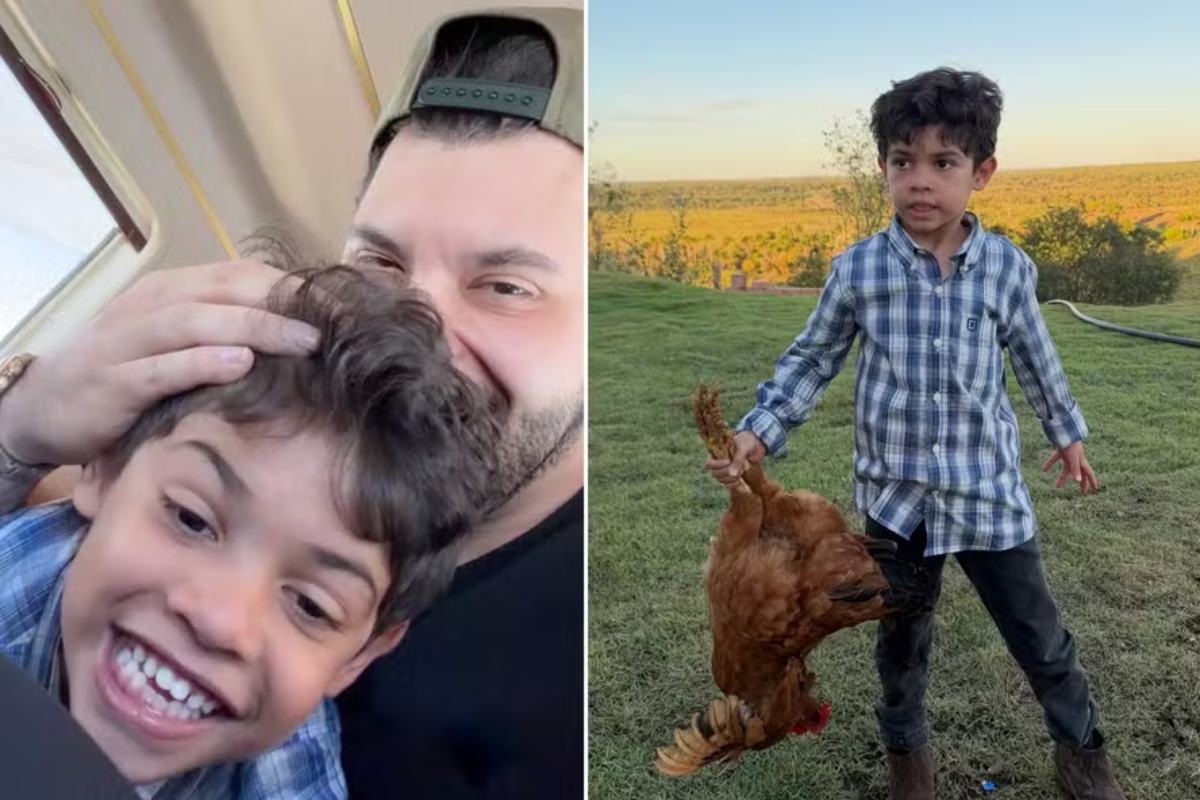 Murilo Huff e Léo na fazenda