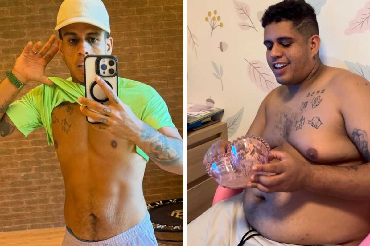 Antes e depois de Gaab perder 40 kg
