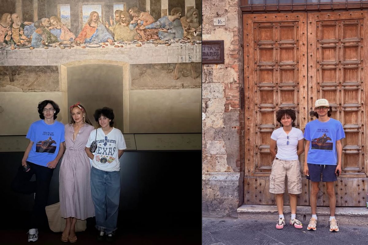 Jennifer Lopez e os filhos na Itália