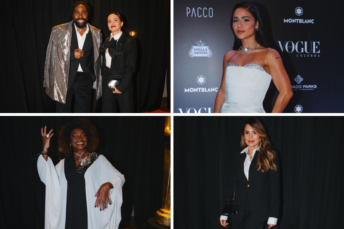 Famosos Lázaro Ramos, Débora Falabella, Giullia Buscascio, Zezé Motta e Flávia Alessandra no Vogue Celebra