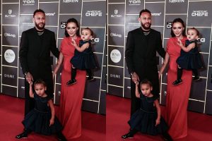 Neymar e Bruna Biancardi com as filhas