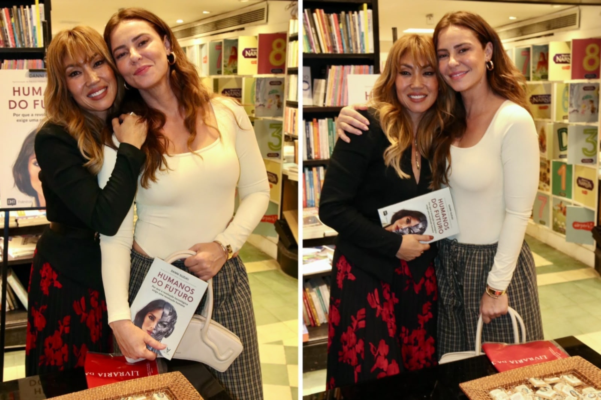 Paolla Oliveira prestigia lançamento do livro de Danni Suzuki