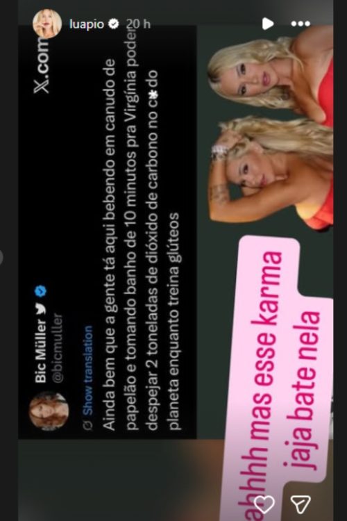 Stories de Luana Piovani detonando Virginia Fonseca