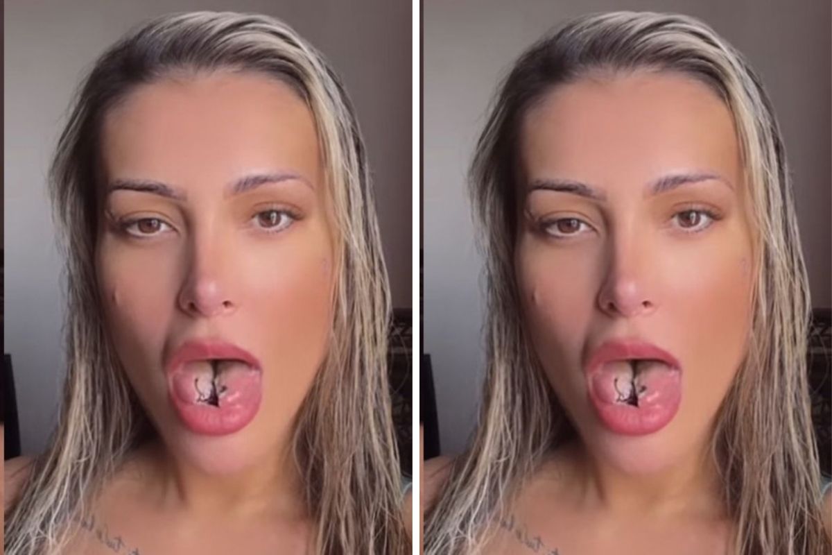 Andressa Urach quer reverter bifurcação da língua