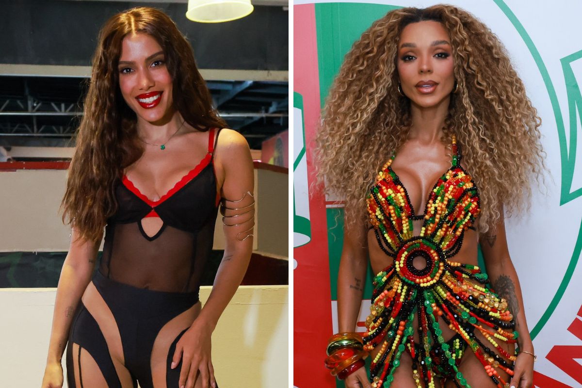 Anitta e Bruna Gonçalves no ensaio de Quadra da Unidos do Grande Rio