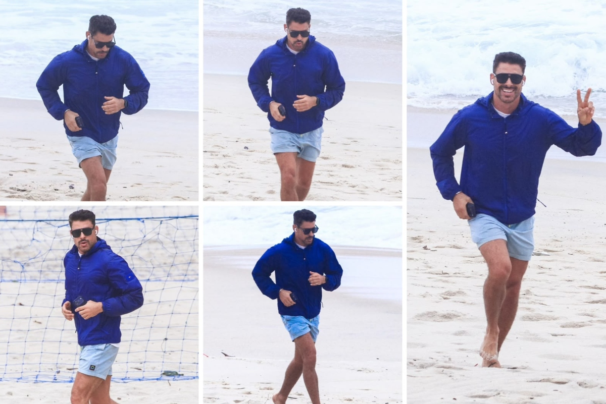 Cauã Reymond corre na praia