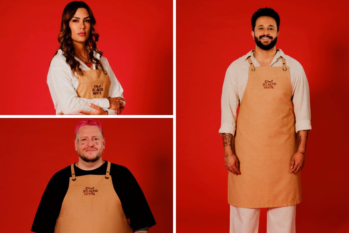 Jéssica Cunha, Julio Ritta e Pedro Fartura no 'Chef de Alto Nível'